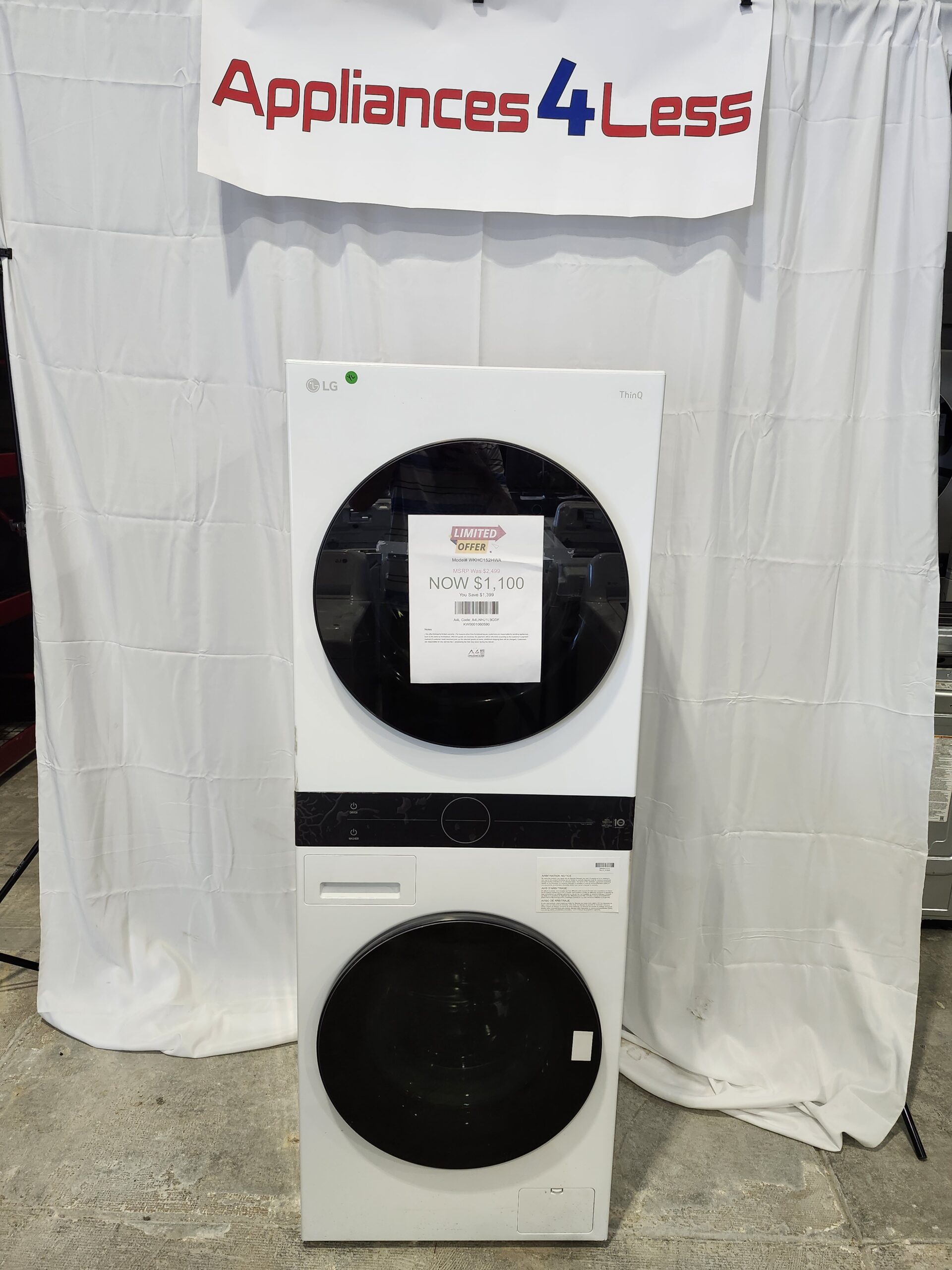 WKHC152HWA-01 Compact Single Unit LG WashTower™ with Center Control™ 2.4 cu.ft. Front Load Washer and 4.2 cu.ft. Electric Ventless HeatPump™ Dryer - Image 1